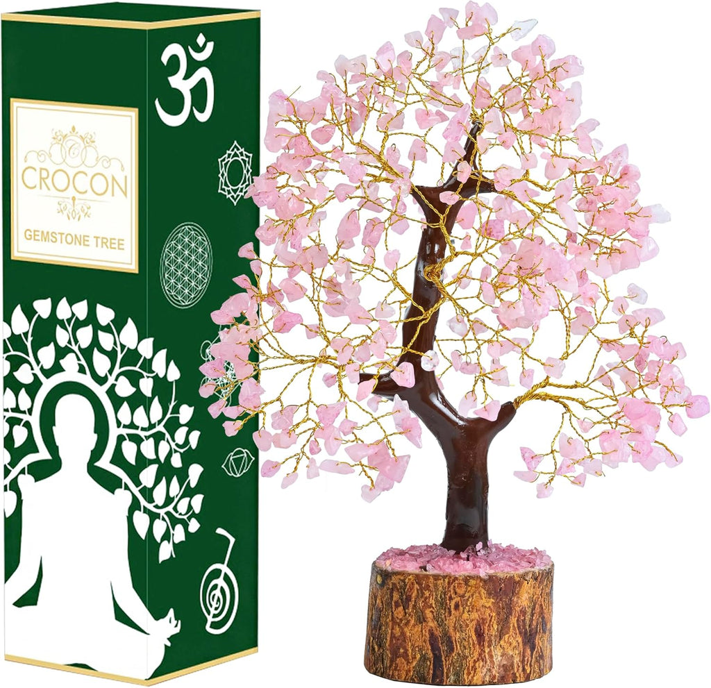Rose Quartz Crystal Tree Room Decor and Pink Home Decor Healing Crystals Chakra Tree of Life Birthday Gifts for Women Mom Her Sister House Warming Gifts New Home Spiritual Presents Womens Gift
