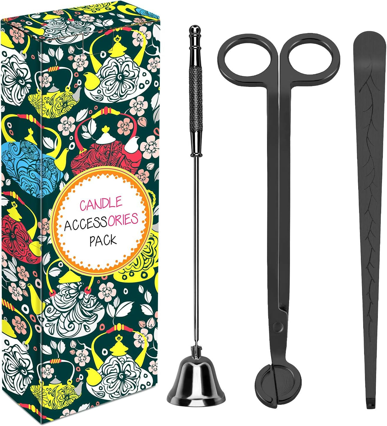 3 in 1 Candle Accessory Set - Wick Trimmer, Snuffer, Dipper with Gift Package for Candle Lovers 