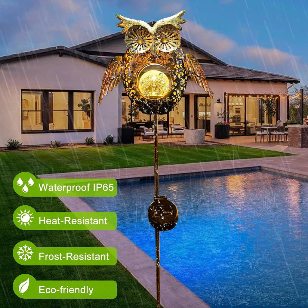 Solar Lights Outdoor Owl Garden Gifts Mom Metal Stakes Lights for Lawn Ornaments, Yard Art, Pathway Decorations,Birthday Mothers' Day Gift for Grandma Wife (Bronze)