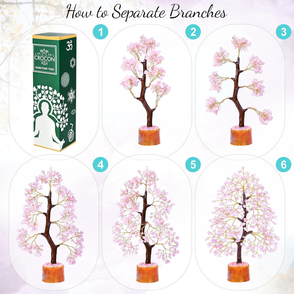 Rose Quartz Crystal Tree Room Decor and Pink Home Decor Healing Crystals Chakra Tree of Life Birthday Gifts for Women Mom Her Sister House Warming Gifts New Home Spiritual Presents Womens Gift