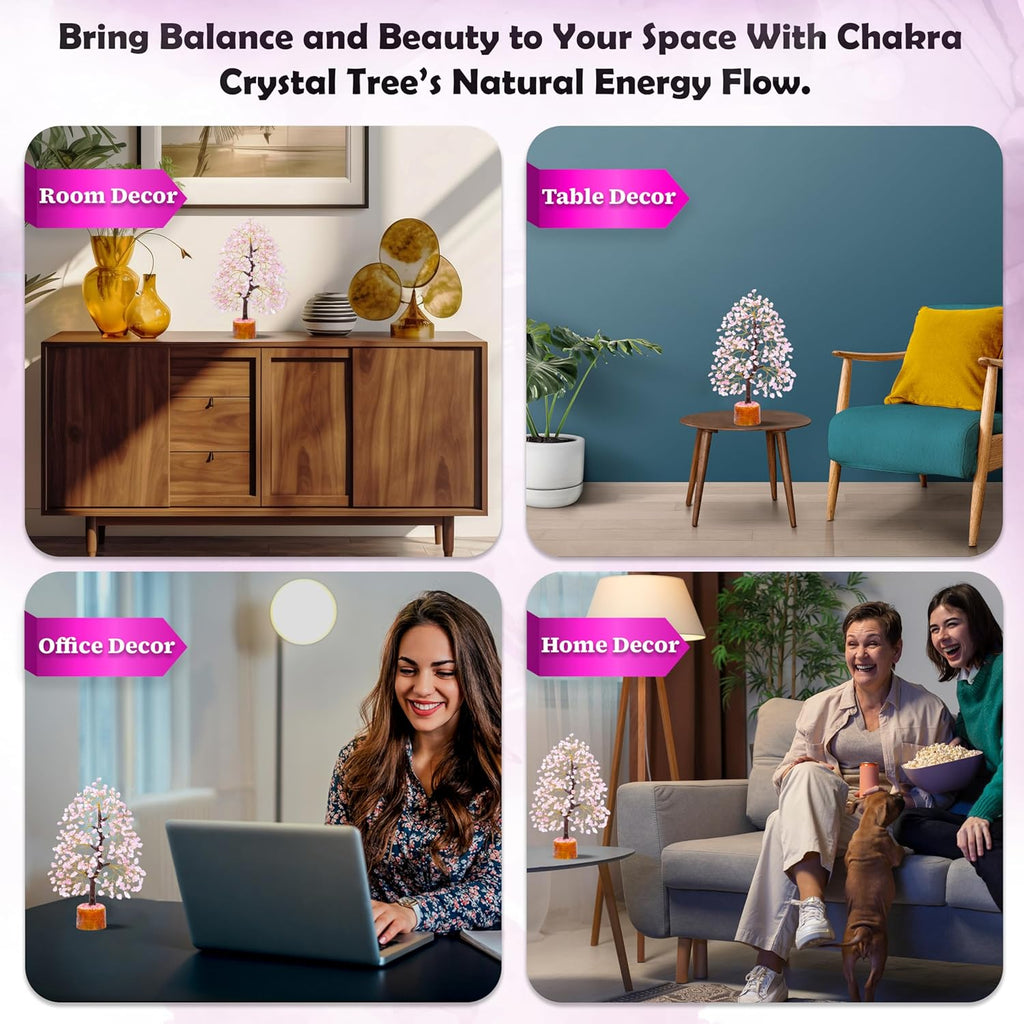 Rose Quartz Crystal Tree Room Decor and Pink Home Decor Healing Crystals Chakra Tree of Life Birthday Gifts for Women Mom Her Sister House Warming Gifts New Home Spiritual Presents Womens Gift