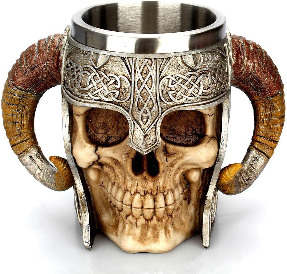 Nordic Viking Rune Mug Beer Tankard Cup for Men Viking Gift Norse Decor Stainless Steel Wooden Viking Coffee Cool Mug Viking Gift for Men Beer Cup Stein