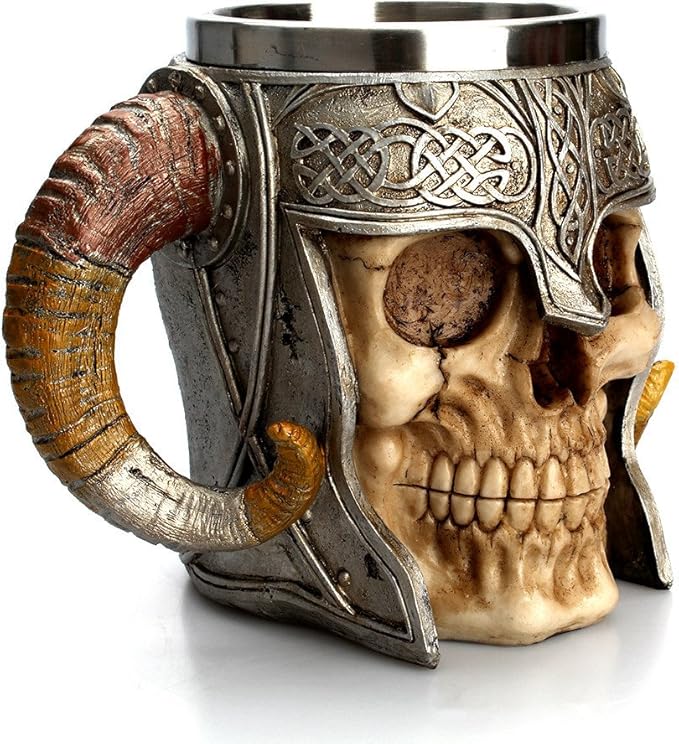 Nordic Viking Rune Mug Beer Tankard Cup for Men Viking Gift Norse Decor Stainless Steel Wooden Viking Coffee Cool Mug Viking Gift for Men Beer Cup Stein