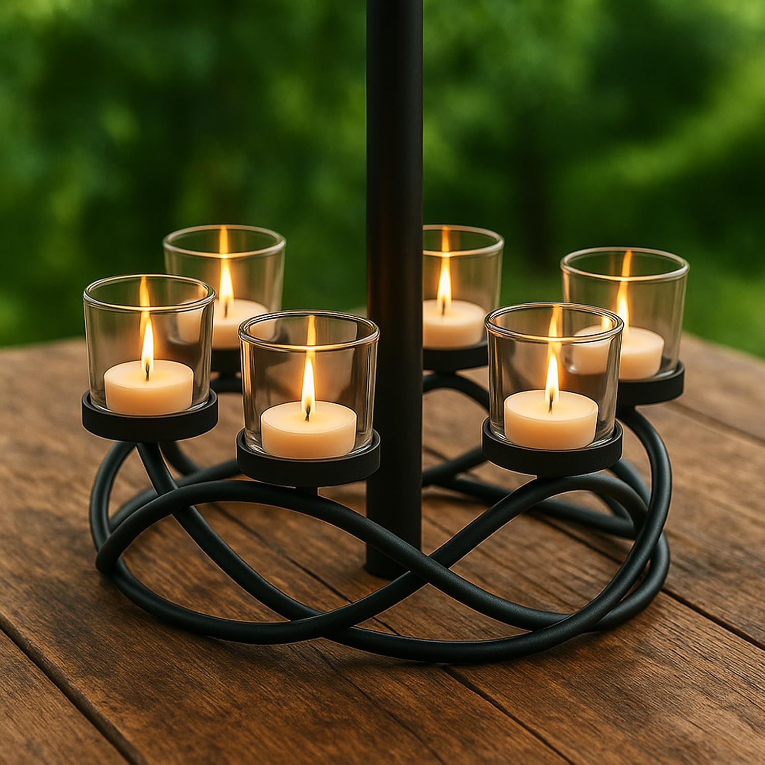 Halloween Candle Holder Centerpiece Decoration – Black Metal Iron 6-Cup Votive Tealight Holder for Spooky Table Gothic Decor, Kitchen & Dining Room, Coffee Tables