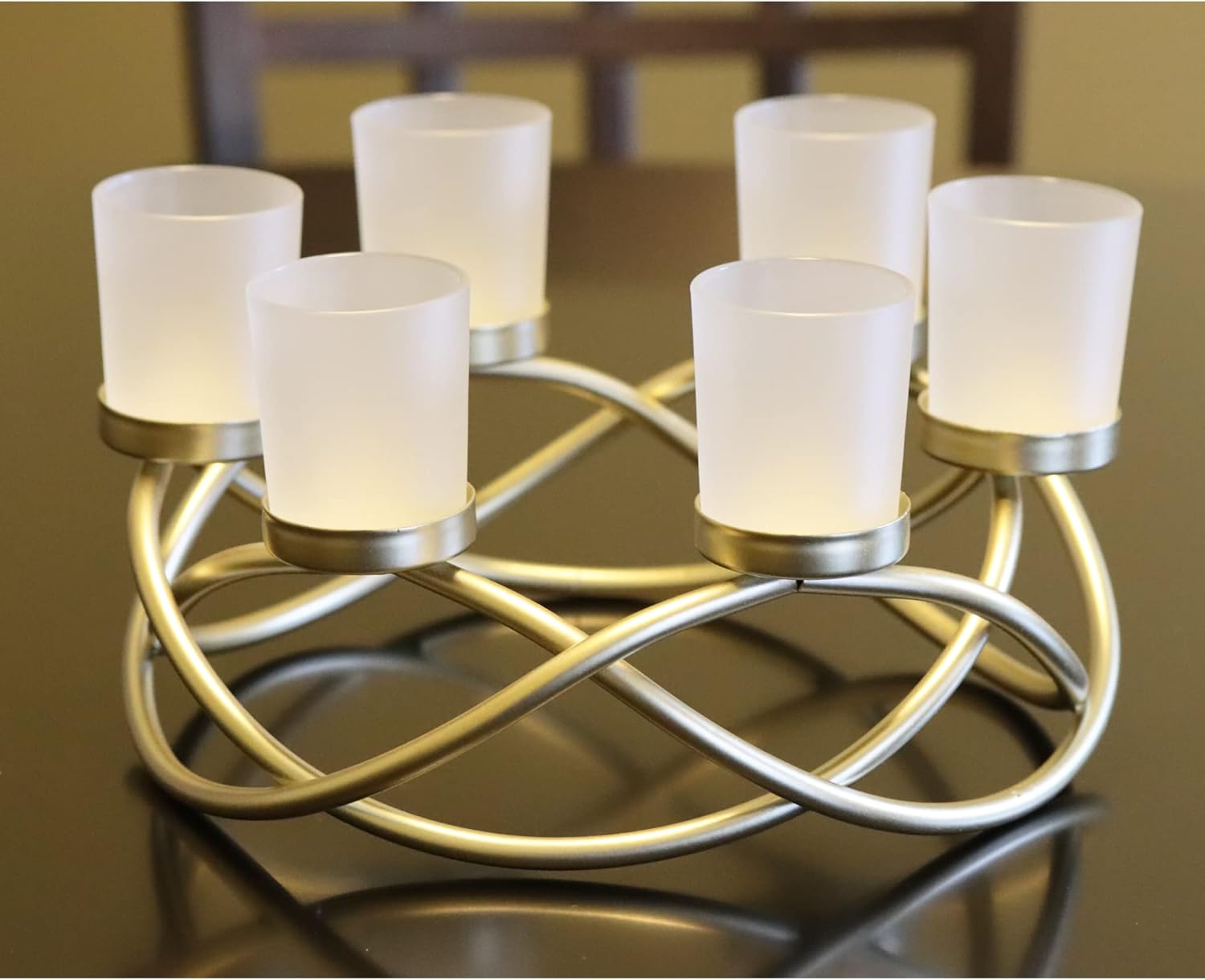 Halloween Candle Holder Centerpiece Decoration – Black Metal Iron 6-Cup Votive Tealight Holder for Spooky Table Gothic Decor, Kitchen & Dining Room, Coffee Tables