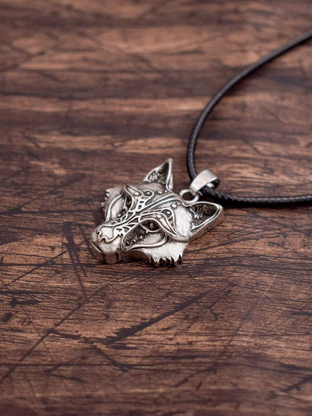 Wolf Necklace, Viking Wolf Head Pendant, Animal Totem Jewelry Gift for Men and Women