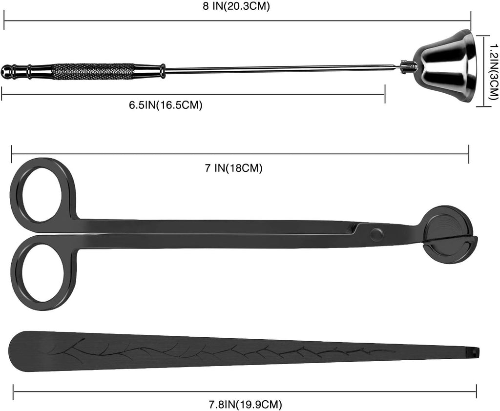 3 in 1 Candle Accessory Set - Wick Trimmer, Snuffer, Dipper with Gift Package for Candle Lovers 