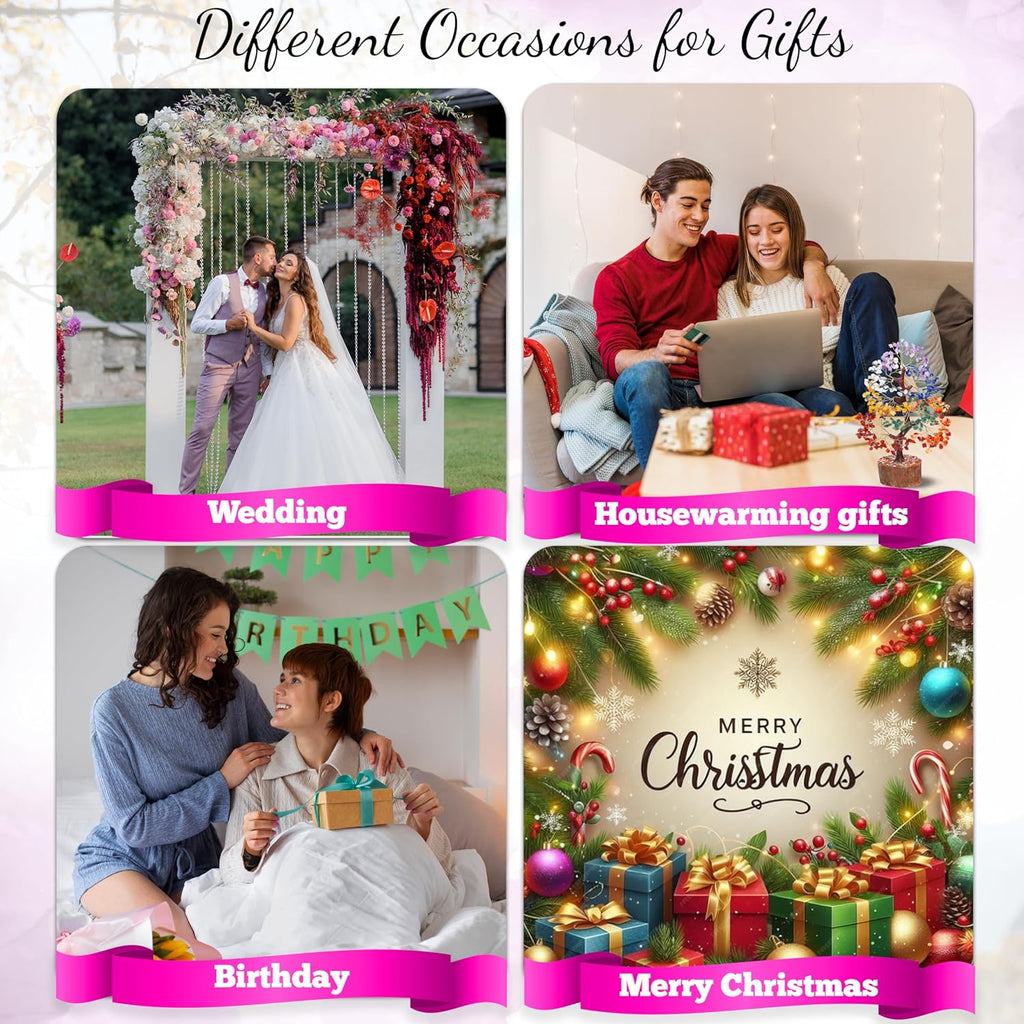 Rose Quartz Crystal Tree Room Decor and Pink Home Decor Healing Crystals Chakra Tree of Life Birthday Gifts for Women Mom Her Sister House Warming Gifts New Home Spiritual Presents Womens Gift