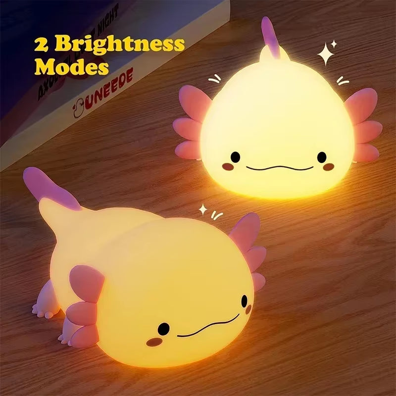 Axolotl Night Light, Cute Lamp with Touch Control, Dimmable and 20 Minute Timer, for Children'S Room, Bedside Lamps