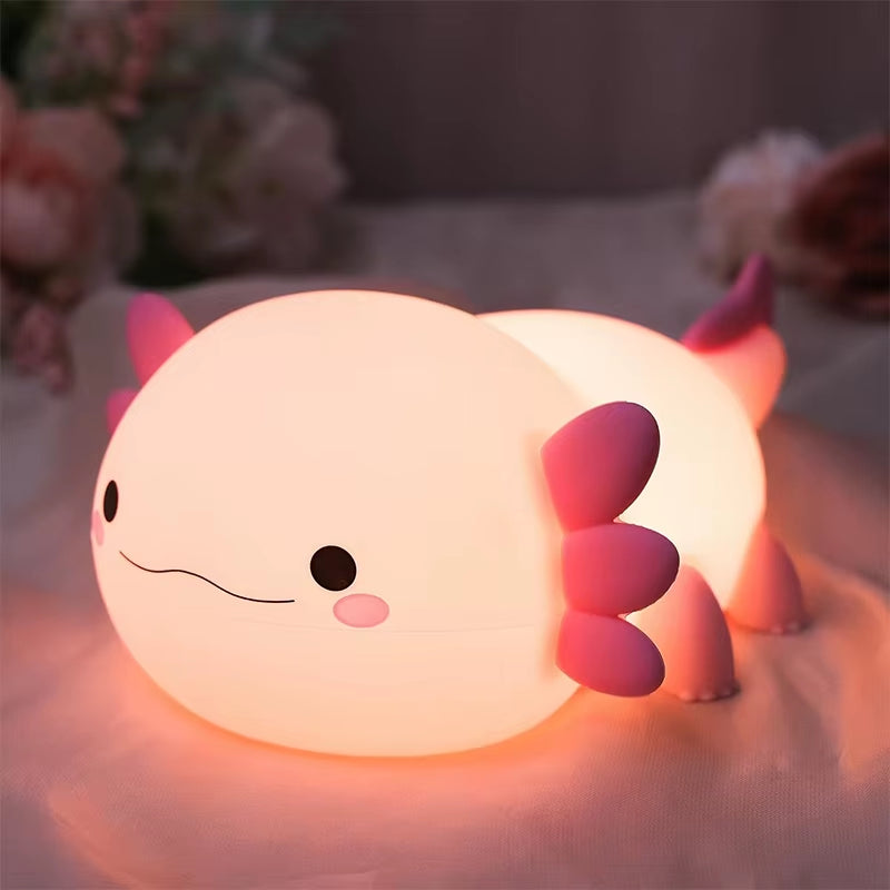 Axolotl Night Light, Cute Lamp with Touch Control, Dimmable and 20 Minute Timer, for Children'S Room, Bedside Lamps