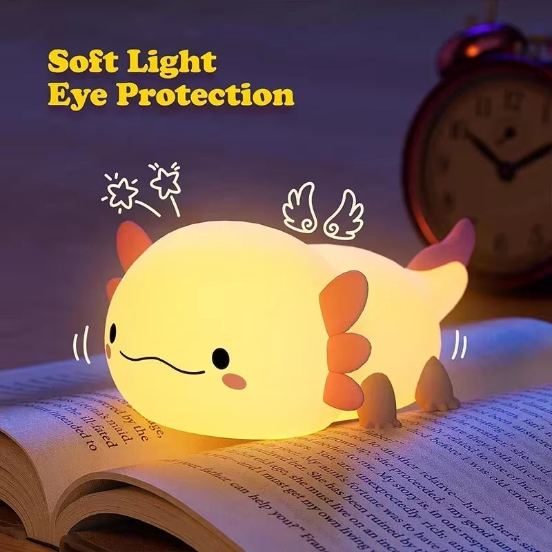 Axolotl Night Light, Cute Lamp with Touch Control, Dimmable and 20 Minute Timer, for Children'S Room, Bedside Lamps